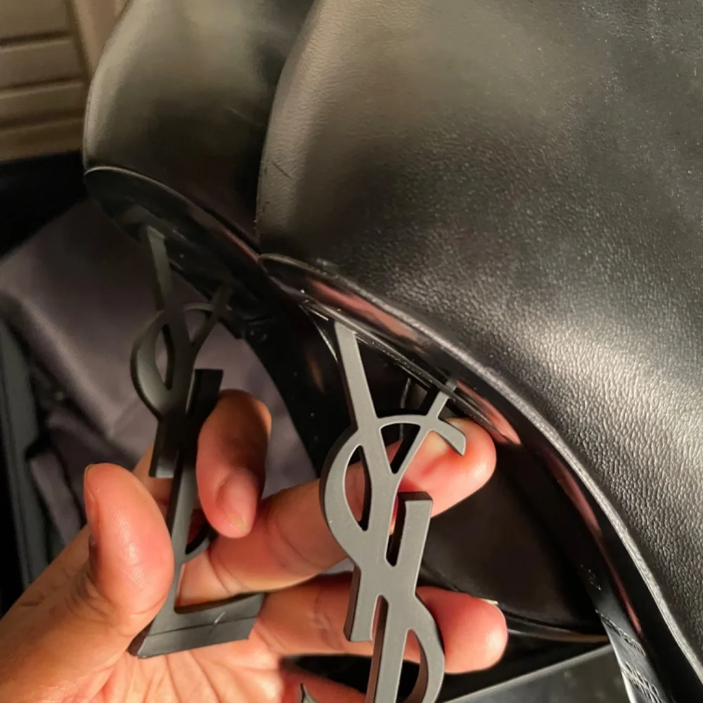 Black Saint Laurent Boots SZ 39 logo heel - Picture 6 of 8